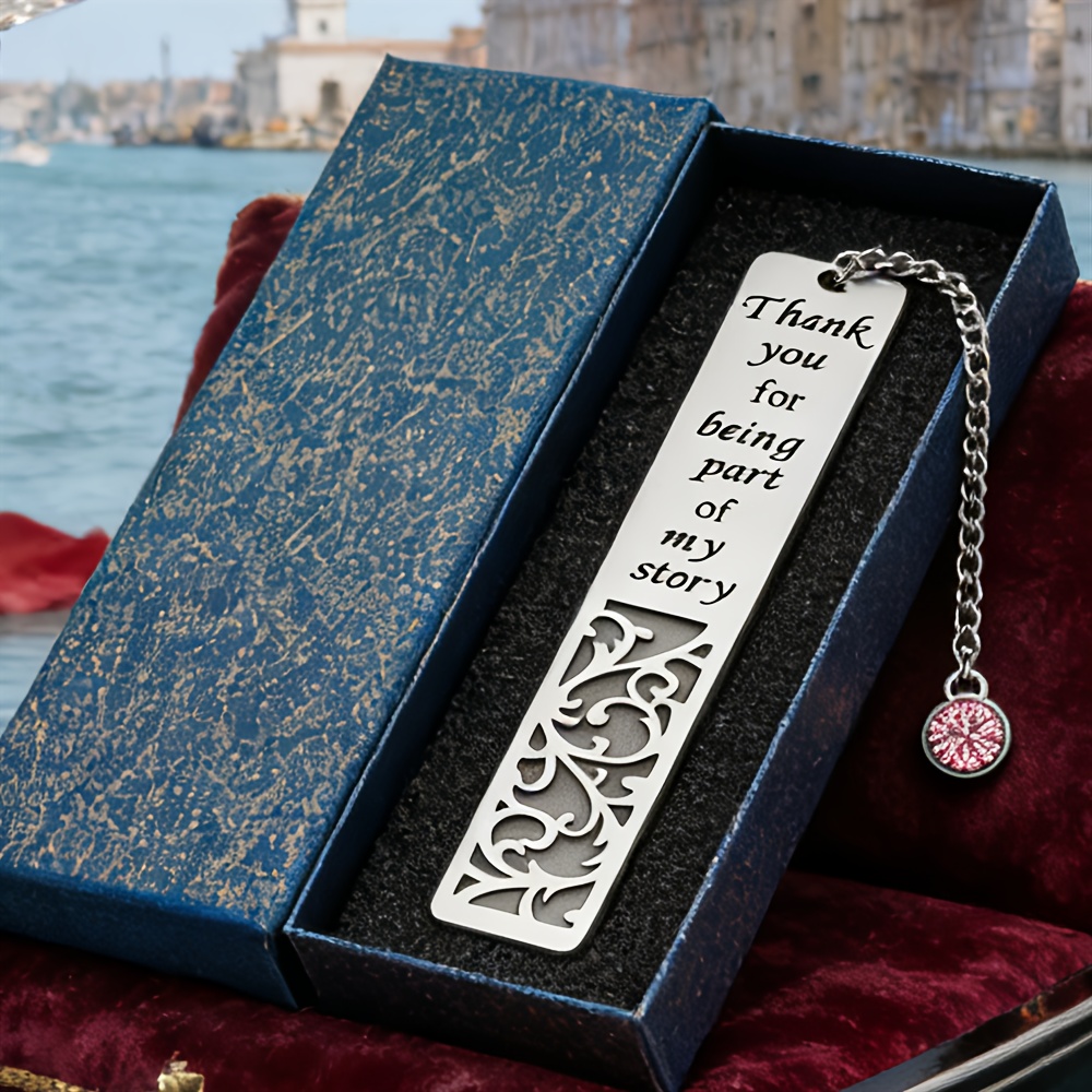 TEMU Segnalibri in metallo incisi (confezione regalo) con motivo cavo di turbinosa e ciondolo rosa, per esprimere gratitudine e ricordi a , mentori,