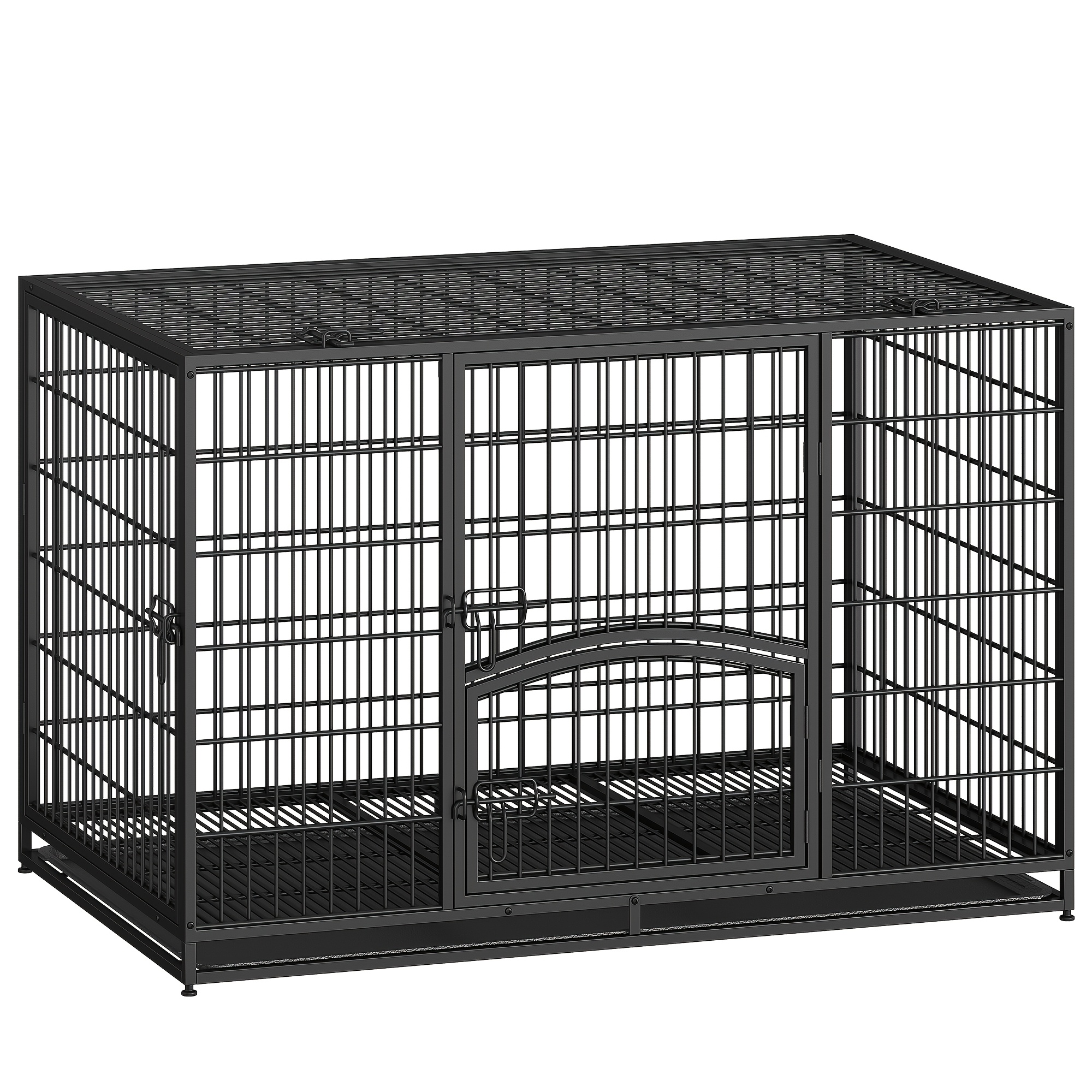 Sturdy Dog Crate, Large Enclosure For Home Use, Features 4 Doors Including A Side Entry And Removable Bottom, Easy To Clean, Black Color, Dimensions: 122 X 74.5 X 80.5 Cm
