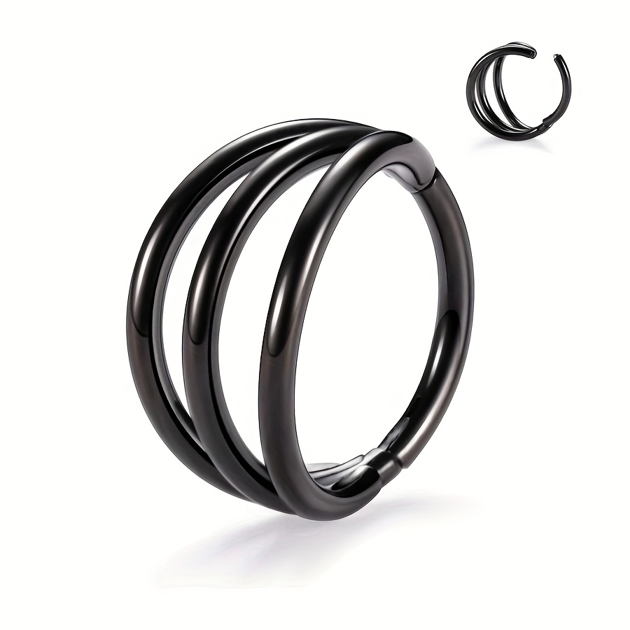 Image of 1pc 16g Triple Stacked Conch Ring Stainless Steel Nose Hoop Diaphragm Ring Conch Piercing Jewelry Cartilage Helix Tragus Rook Earlobe Earring