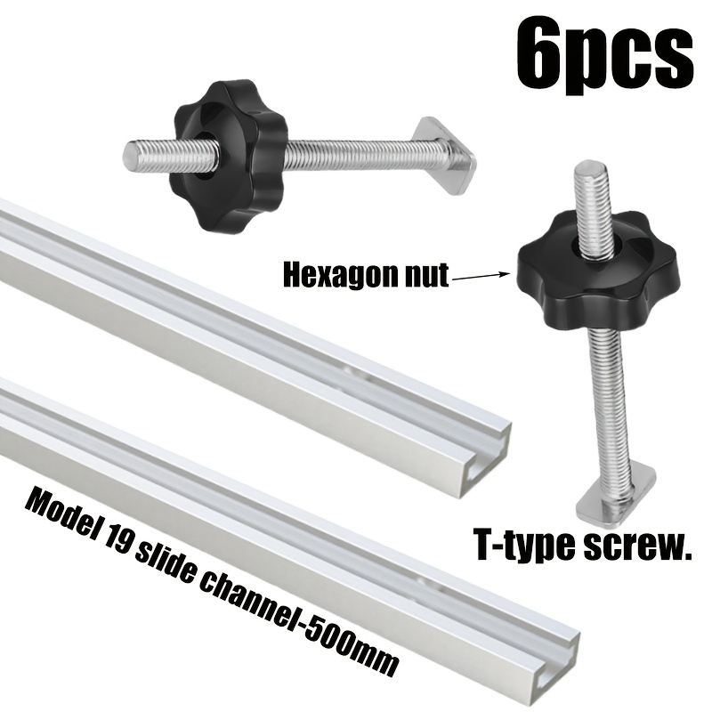 TEMU in alluminio a T da 500 mm tipo 19 con kit di viti di serraggio a T-, per da falegnameria, da , accessori per dispositivi di posizionamento per