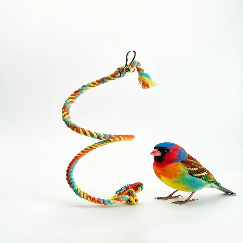 Image of 1pc Parrot Toy, Colorful Rope Climbing Rope, Spinning Climbing Rope, Random Color, Birdcage Decorative Hanging Toy, Bird Chewing And Beak Grinding Climbing Toy