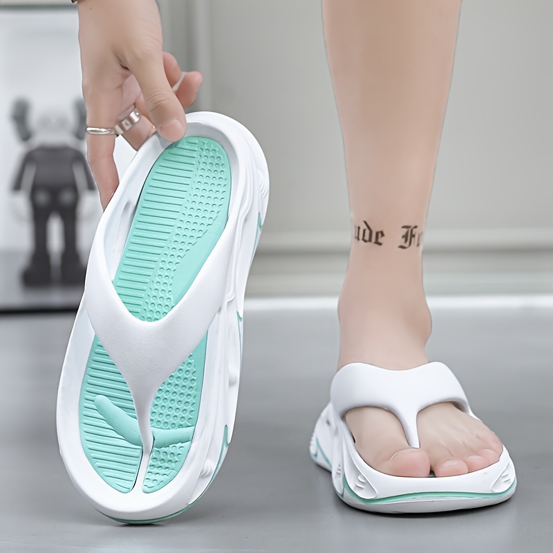 mens and womens fashionable color block thick bottom flip flops comfortable non slip casual durable eva sole toe sandals suitable for mens and womens outdoor activities Product details 11