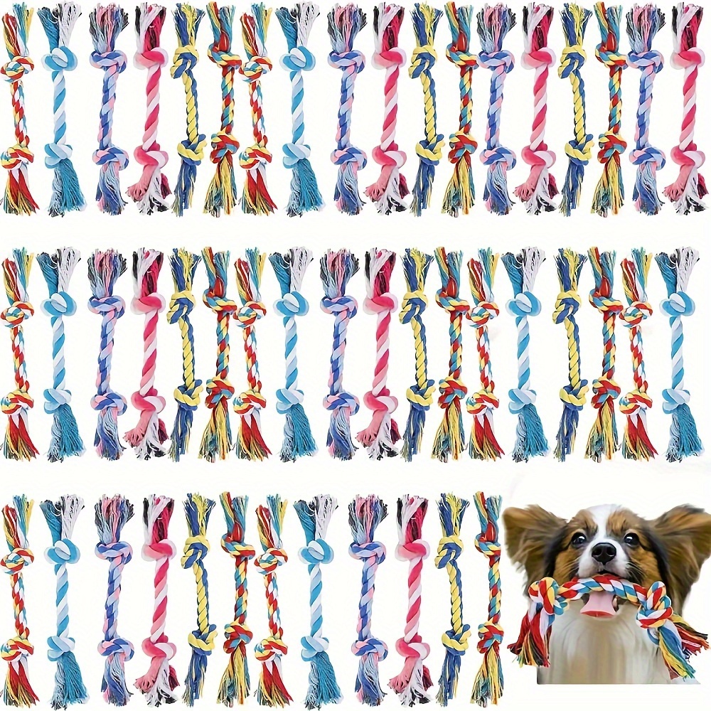 

20pcs Assorted Cotton Rope Dog Chew Toys For Dental Health - & Plush Teeth Cleaning Puppy Set, Bite-resistant Pet Care Accessories