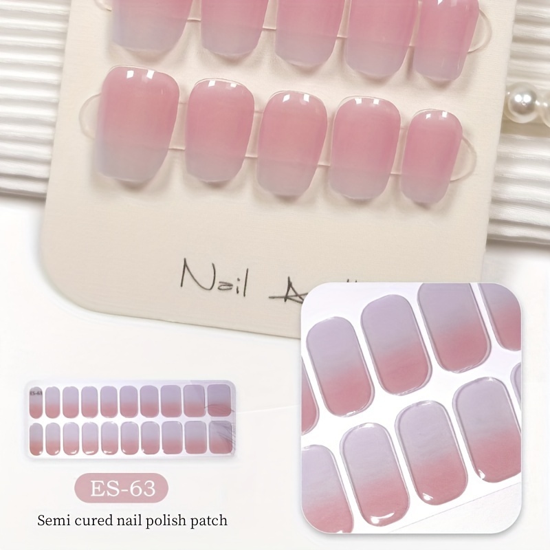 

20pcs Semi Cured Gel Nail Wraps, Spring Summer Semi-cured Gel Nail Strips-works With Any Nail Lamps, Salon-quality,long Lasting,easy To Apply & Remove