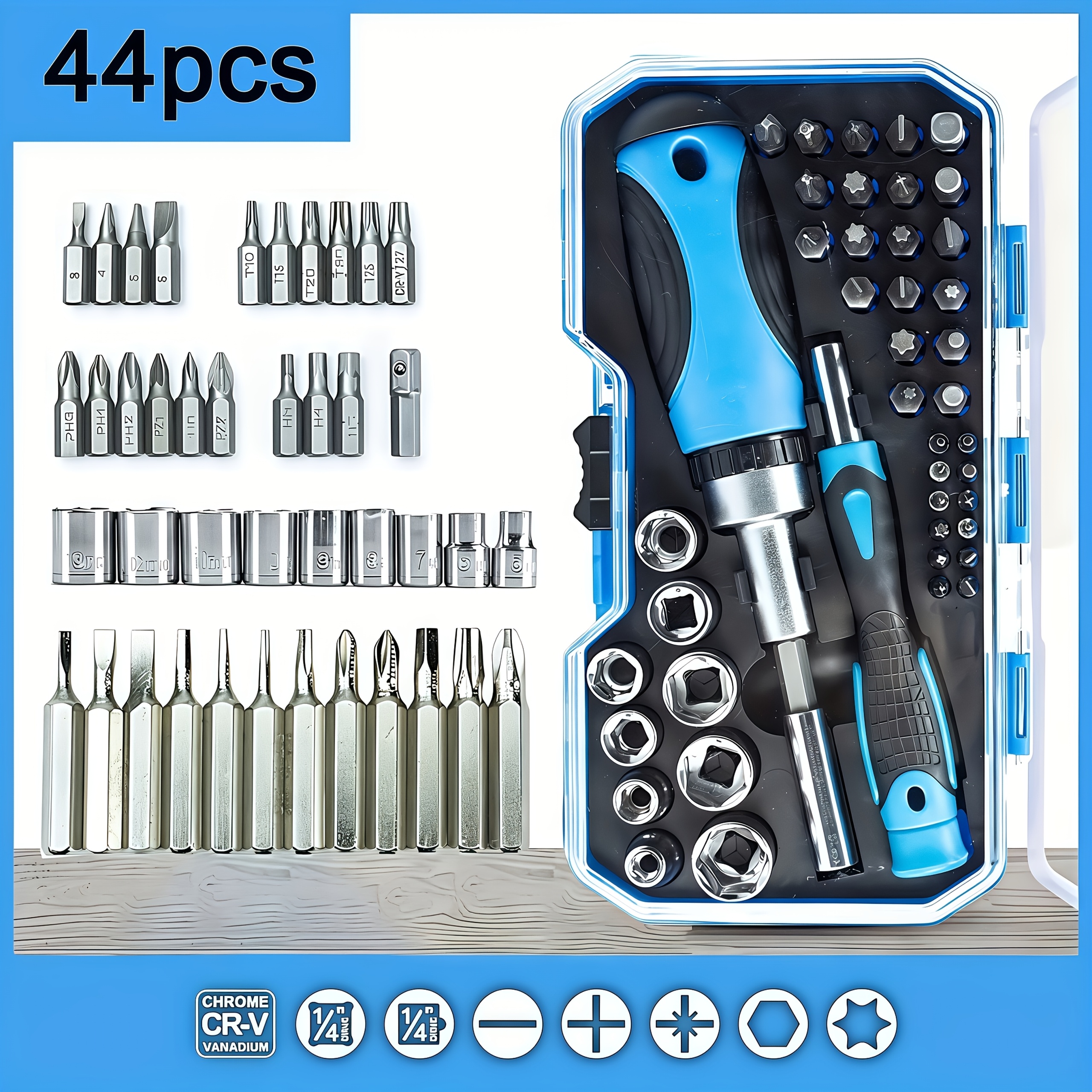 44pcs multifunctional ratchet screwdriver set carbon steel     safety hexagonal head portable drill sleeve set for   Product details 0