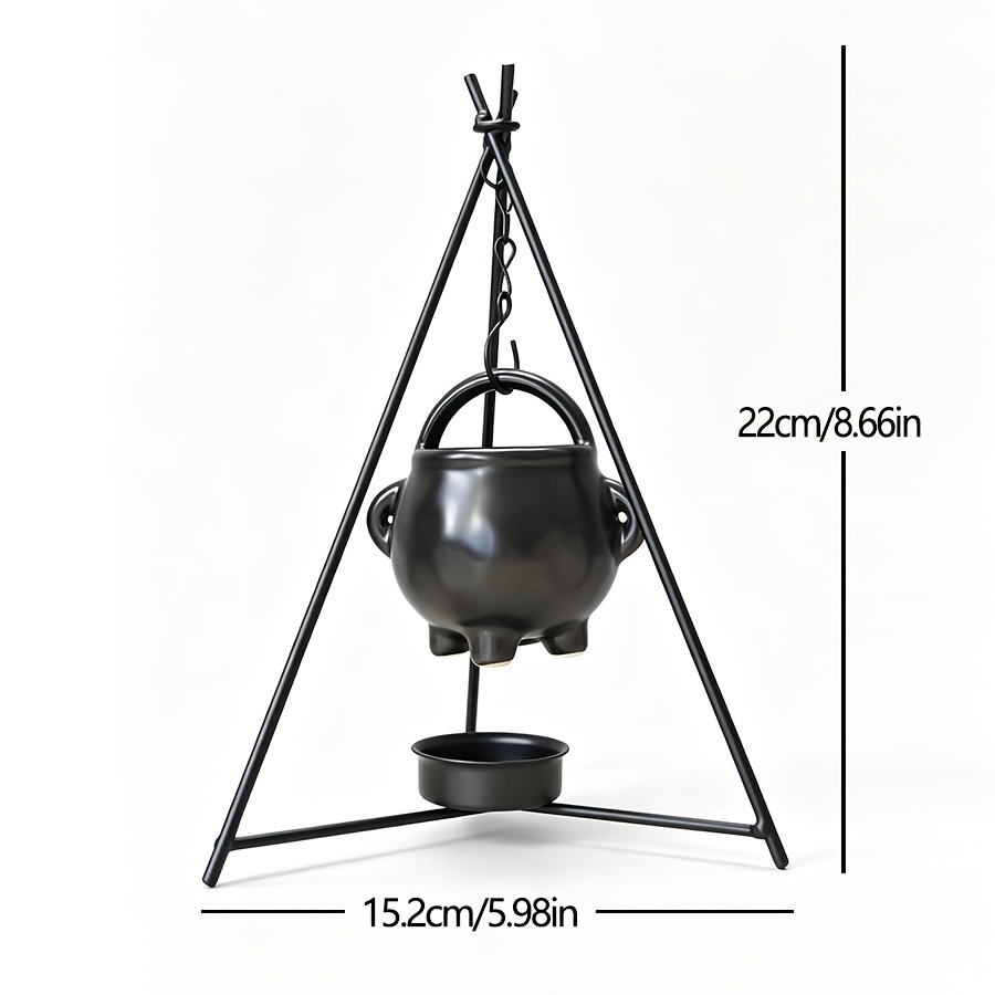 TEMU Tripod Hanging Cauldron Wax Melt Warmer, Black Iron Stand Ceramic Fragrance Oil Burner, Tealight Scent Diffuser For Decor, Candle Not Included,