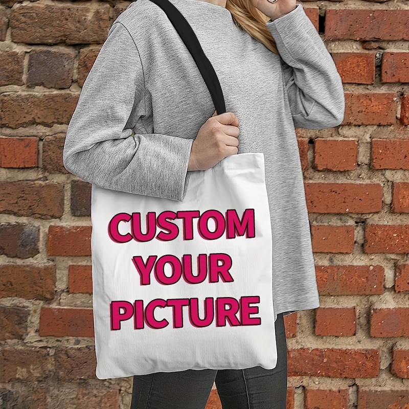 

Customizable Canvas Tote Bag With " Your Picture" Print - High-quality, Reusable White Shoulder Bag, Polyester Fabric, Ideal For , Perfect Gift Option