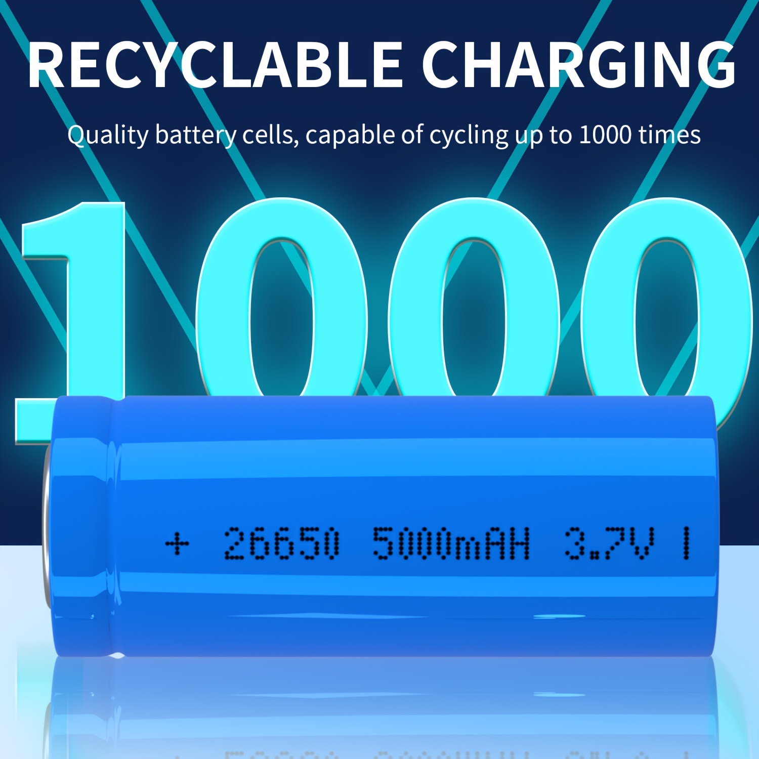 סוללה נטענת בקיבולת גבוהה 5000mAh 26650 - מקור כוח ארוך טווח לפנסים, סטרימרים, מאווררים ועוד - טעינה ב-USB, עיצוב עם כפתור עליון, ביצועים אמינים פרטים 1