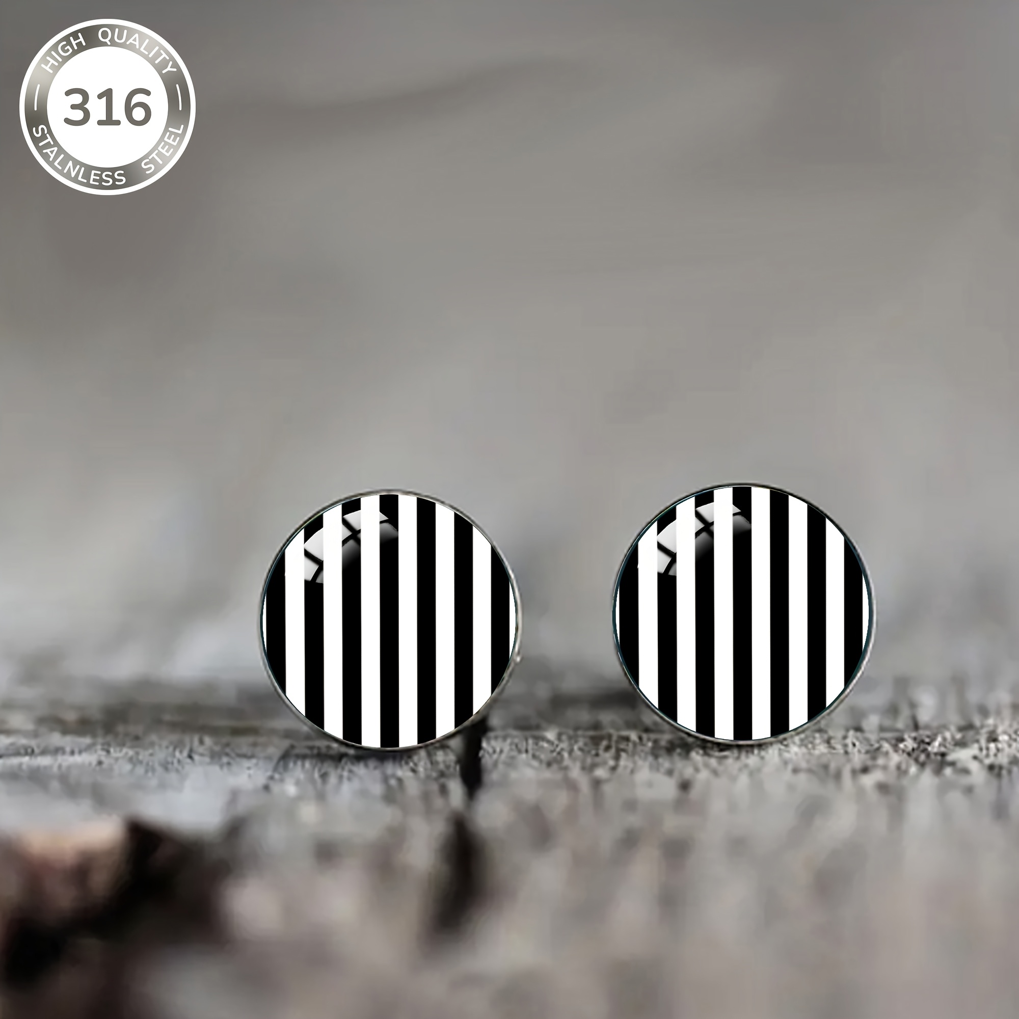 E-shop 1 Paar Damenmode Ohrstecker, Einfaches Vertikalstreifenmuster, Klassischer Streifenstil, Einfacher und modischer -Stil, 316 Edelstahl Material