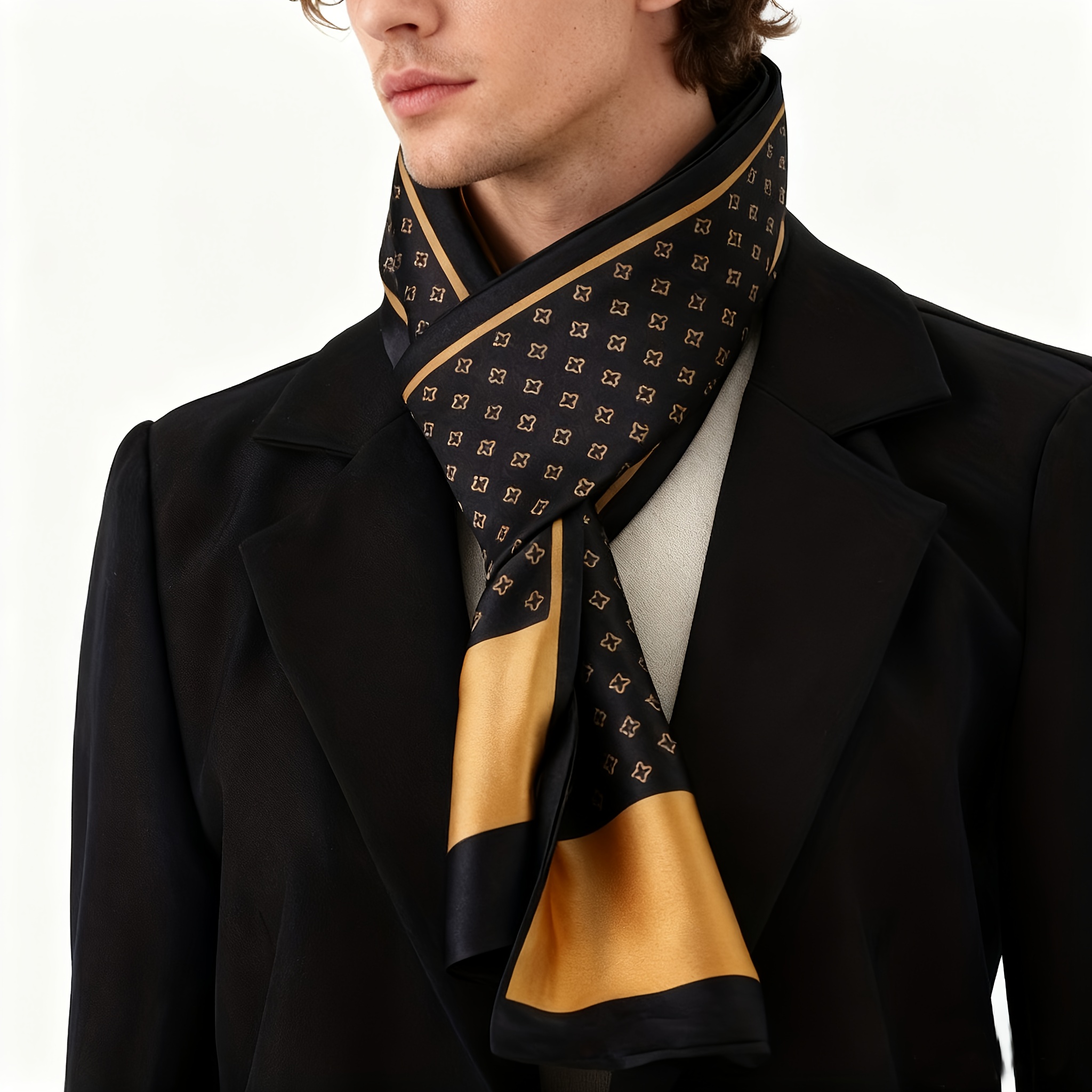 E-shop 1/3 Stück Herren Halstuch, 4 Stile zur Auswahl, 100% , Satin Y Material, Doppellagiger Stoff, Leicht , Rechteckig, Multifunktional,