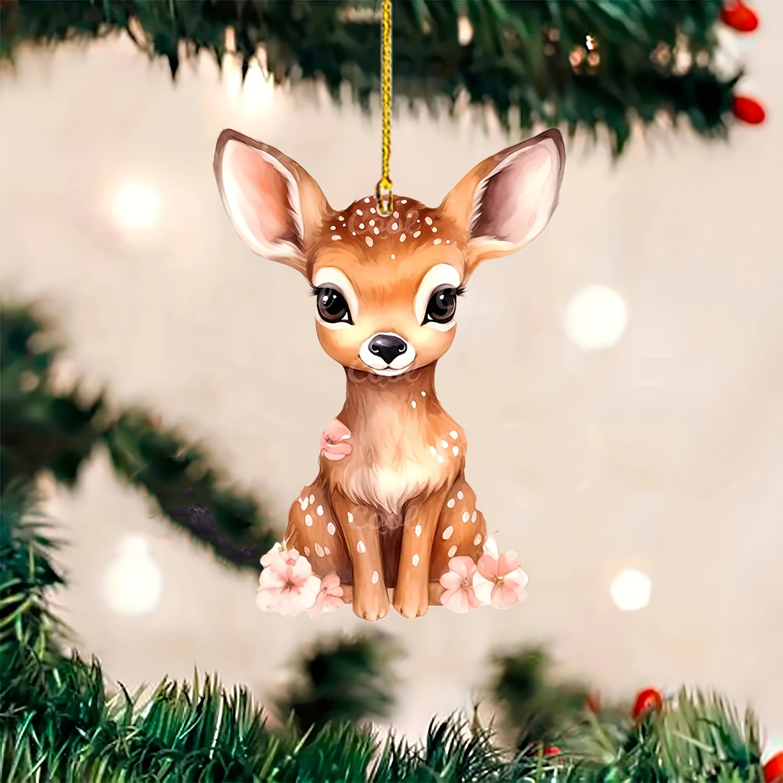 

1pc, Cute Sika Deer Pendant 2d Acrylic Cartoon Pendant, Holiday Decoration, Home Decoration, Atmosphere Decoration, Bookbag Hanging, Holiday Gift