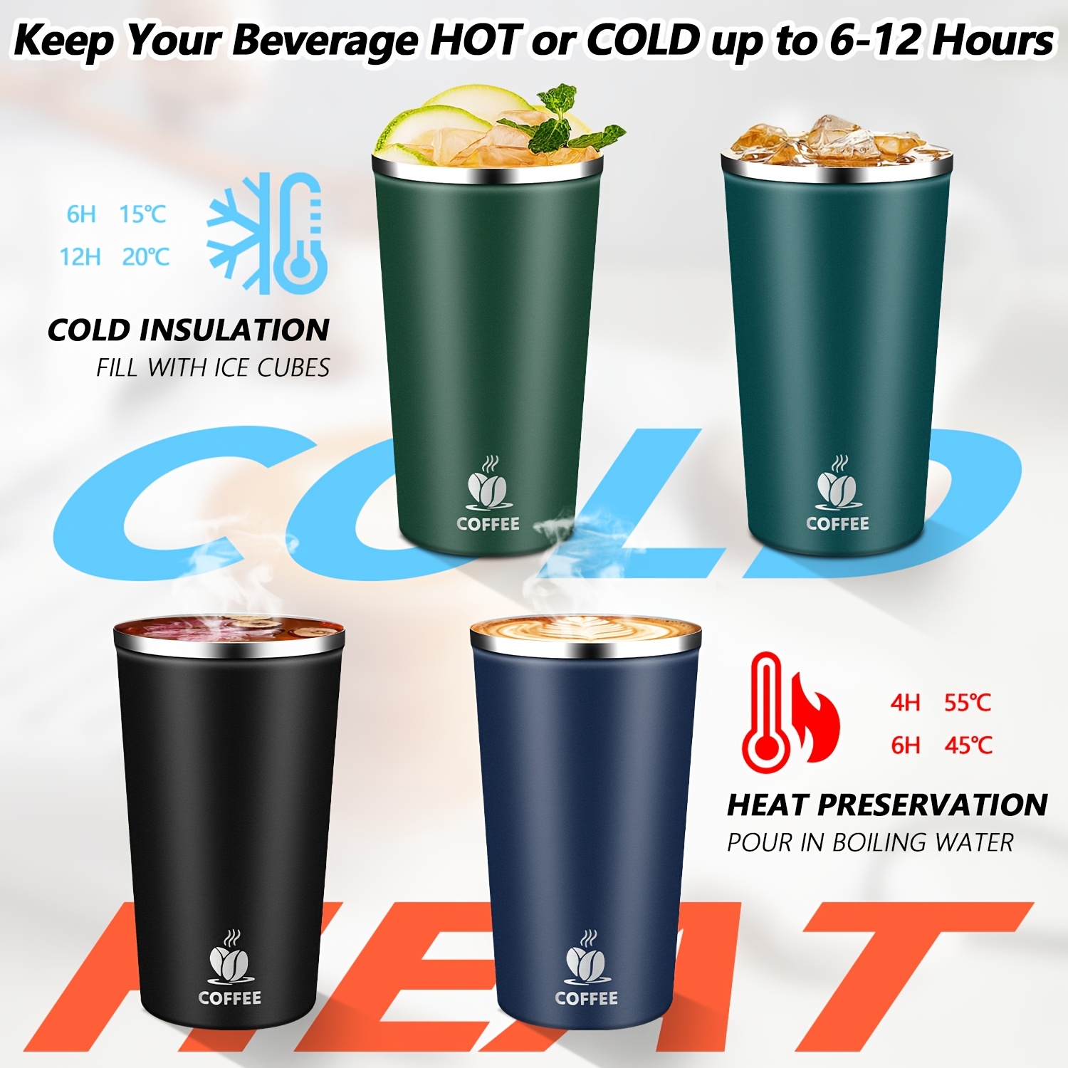 17oz Insulated Travel Coffee Mug with Flip Lid – Leakproof, High-Quality Stainless Steel Tumbler for Hot & Cold Drinks, Perfect for Camping, Office, Home, and Outdoor Adventures, Coffee Travel Mug