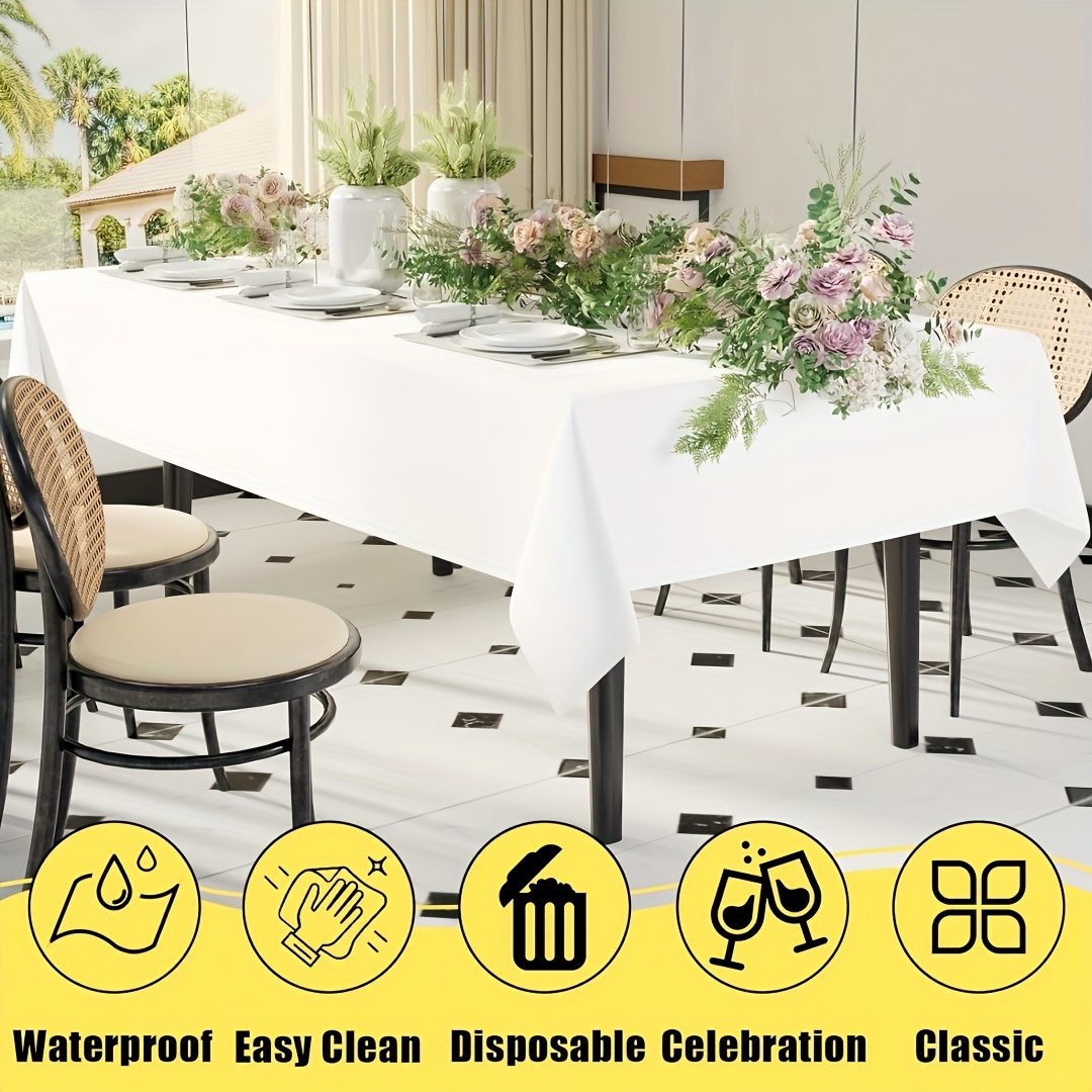 

10pcs Peva Disposable Tablecloths - Leakproof, For Weddings, & - 108" X 54" Rectangular & 84