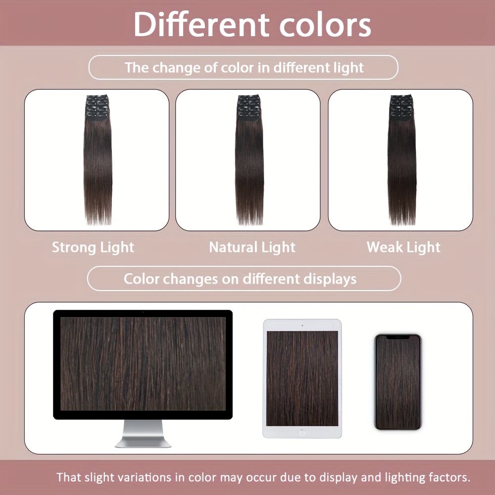 4pcs   straight clip in hair extensions 100   human hair 1    18 inch double weft invisible clips adds volume length easy to apply reusable hair extensions for women daily use special occasions versatile hairpiece elegant hairpiece   design details 2