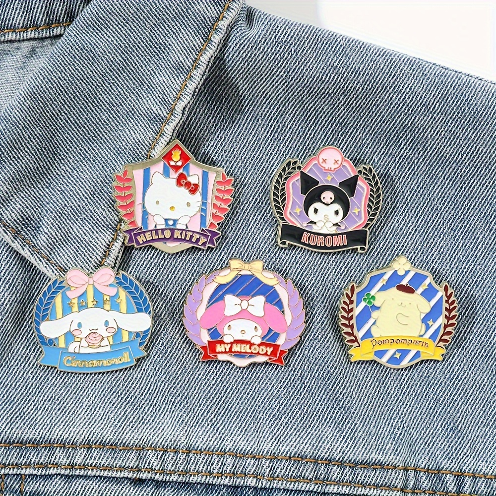 

Sanrio 5 Pcs Cartoon Hello Kitty Brooch Personality Trend Kuromi Cinnamoroll Enamel Pin Metal Badge Jewelry Clothing Backpack Accessories Gift For Friends