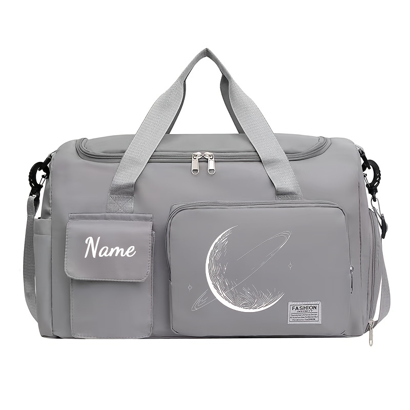 TEMU Customized Name-textured -shaped Printed Travel Bag, Multi-functional Fitness And Sports Dual-shoulder Backpack, Large-capacity Casual Nylon