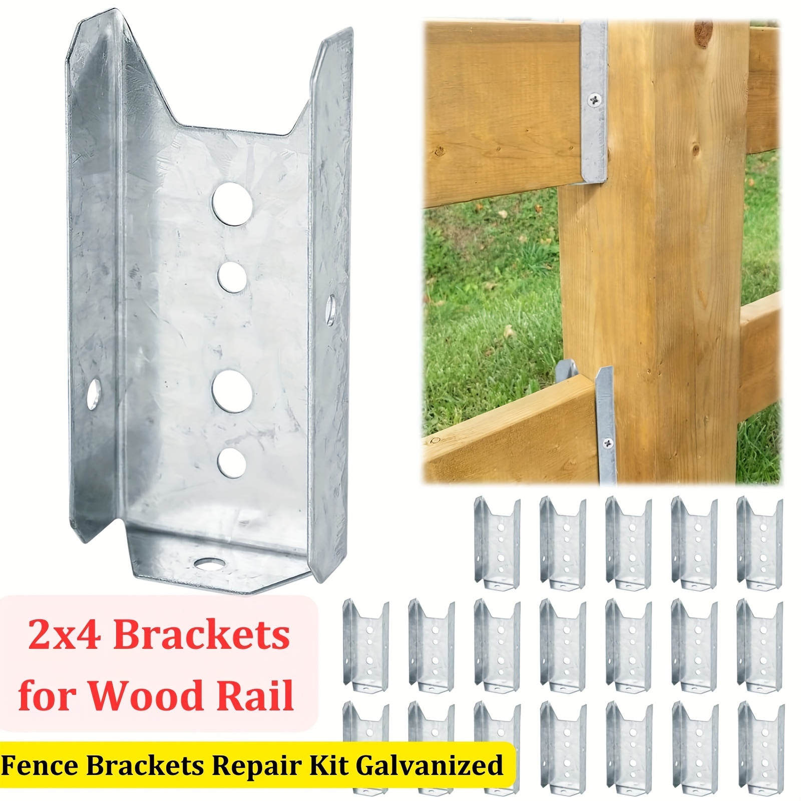 

20pcs 2x4 Fence Bracket, 20 Gauge Hot Dip Galvanized Steel Deck Rail Bracket Connectors For Railing Wood Post, For Fencing, Decking, , Etc. Make Planning And Building Fences.