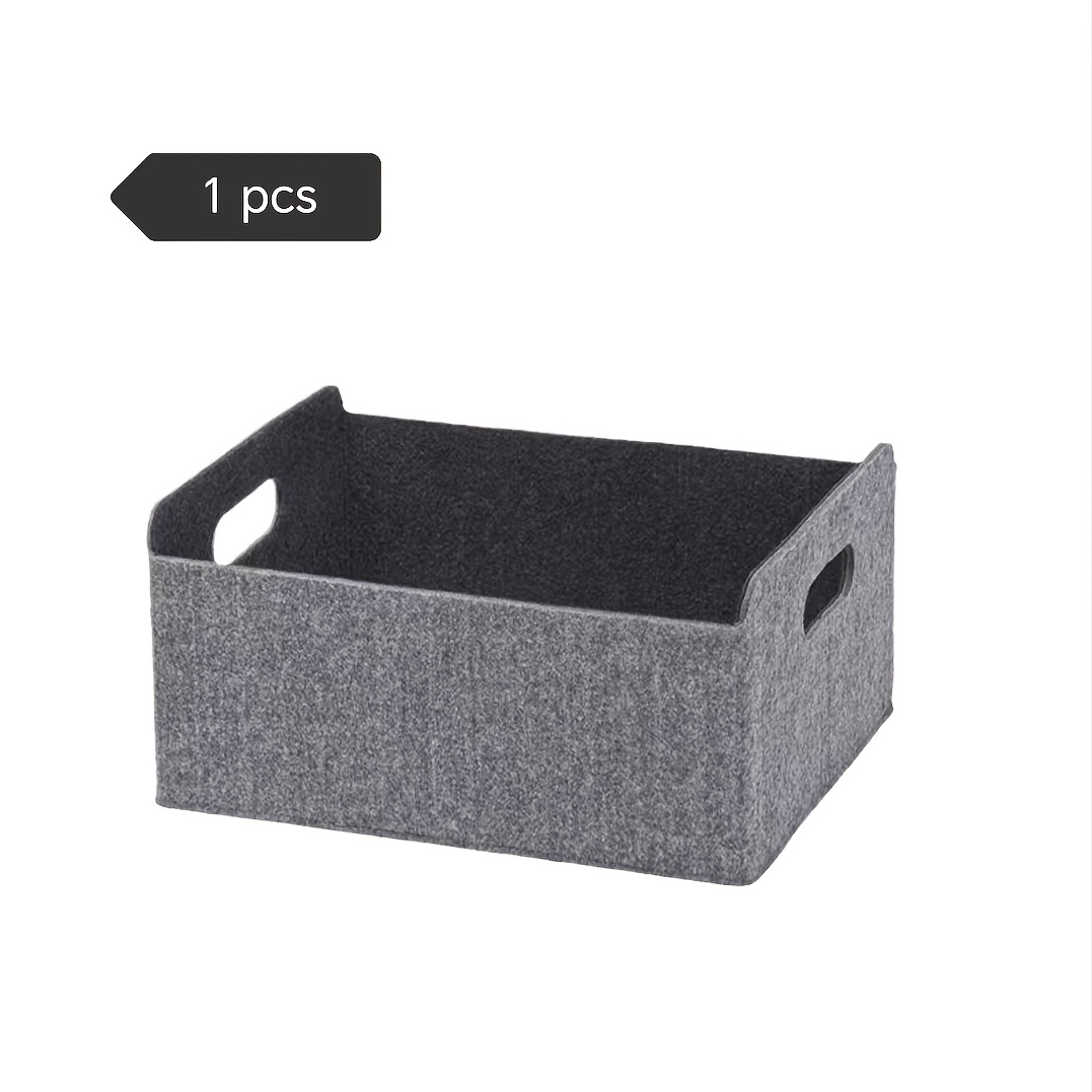 1pc Felt Storage Box With Handle, And Book Organizer Basket For Home Wardrobe, Space- Solution For Kitchen, Bedroom, Desk, Or Office