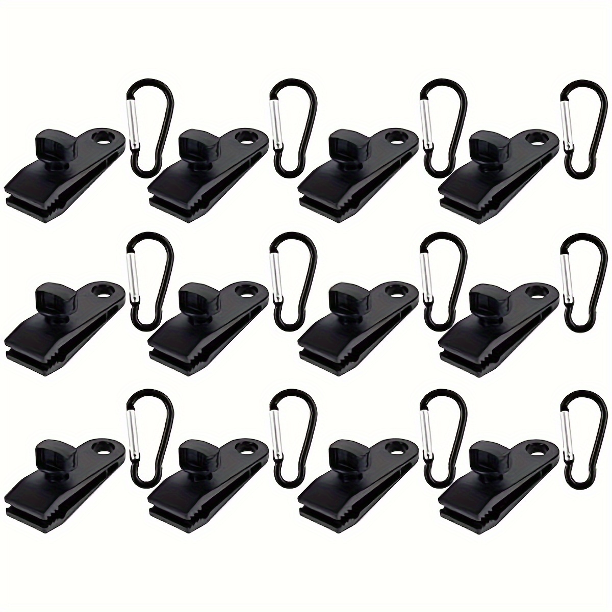 TEMU 24pcs Heavy Duty Tarp Clips With Carabiner For Outdoor Camping, Awnings, Canopies, And More - Securely Locks Tarps, Car Covers, And Swimming Pool Covers