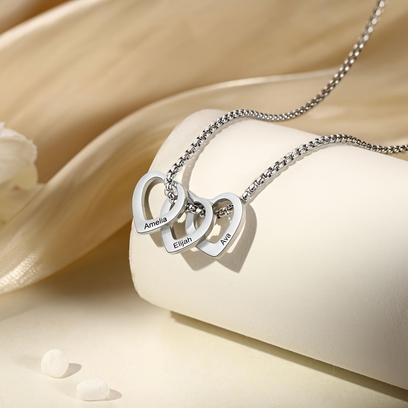 Custom Name Multi-Heart Pendant Necklace — 304L Stainless Steel Jewelry