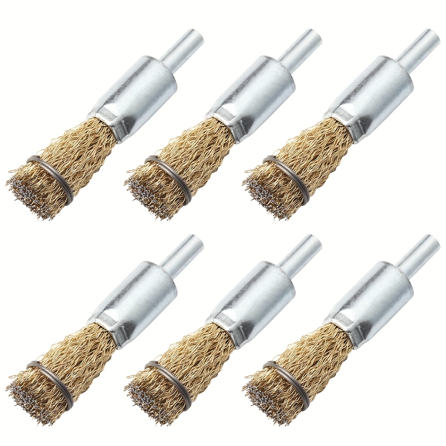 TEMU 6pcs Heavy-duty -coated Wire Brush Set With Bristles & Round Handle Suitable For Rust Removal, Stripping, Preparation, Suitable For Diy,,