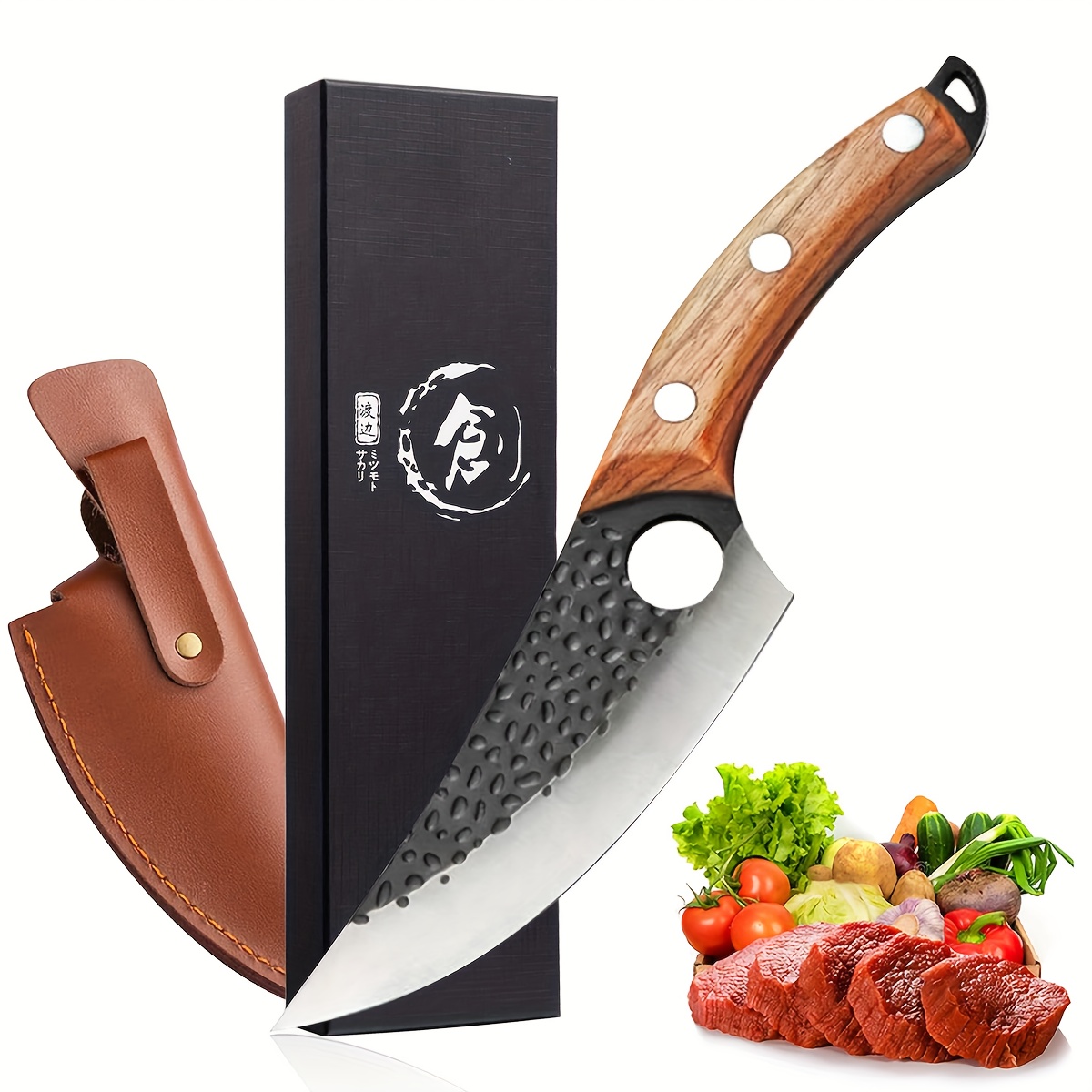 

Viking Knife Meat Cleaver Knife - Hand Forged Boning Knife With Sheath Butcher Knives High Carbon Steel Chef Knives For Kitchen, Camping, Bbq, Gift For Father's Day