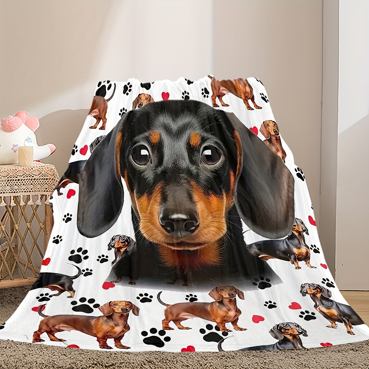 Plush Dachshund Blankets Dachshund Dog Print Blanket Soft Plush