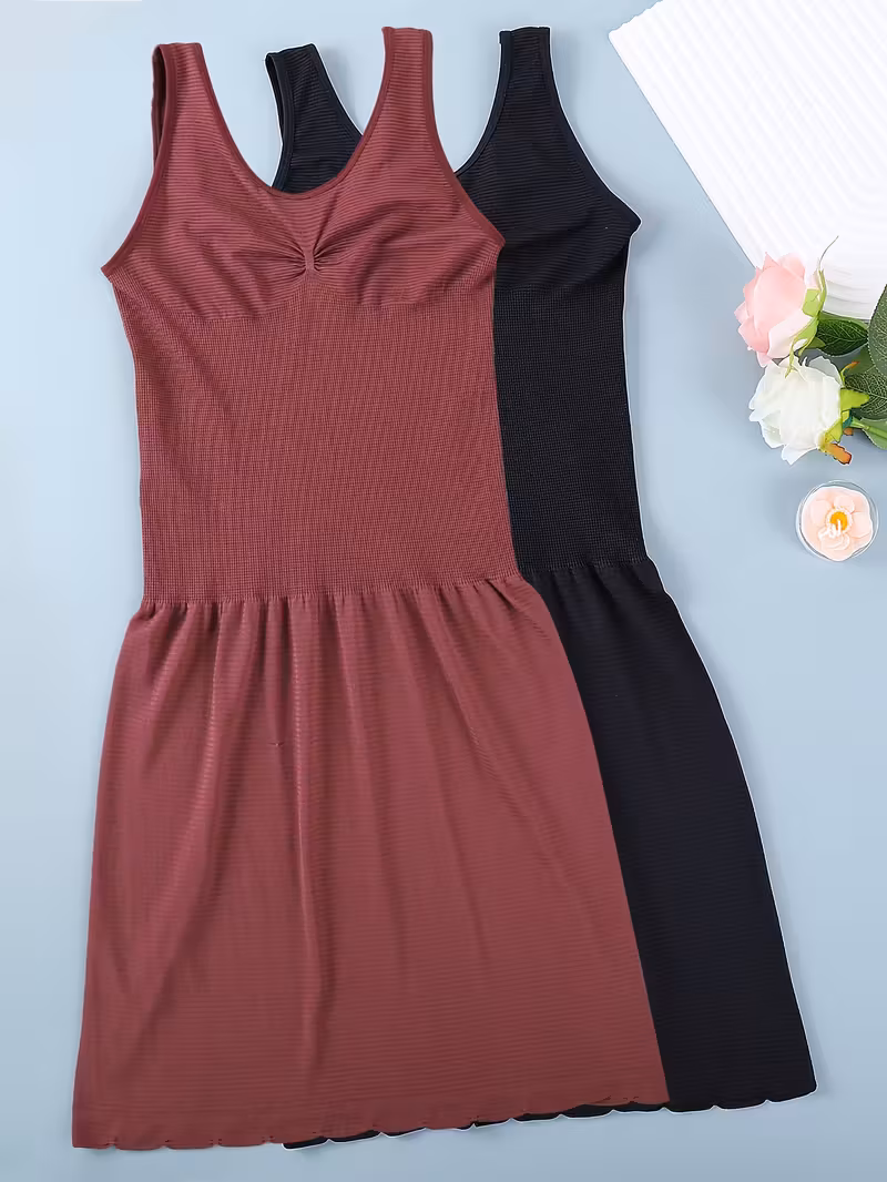 2 pack womens shapewear dresses seamless knit fabric solid color backless medium support polyamide 92 elastane 8 comfortable breathable 120gsm no padding Product details 36