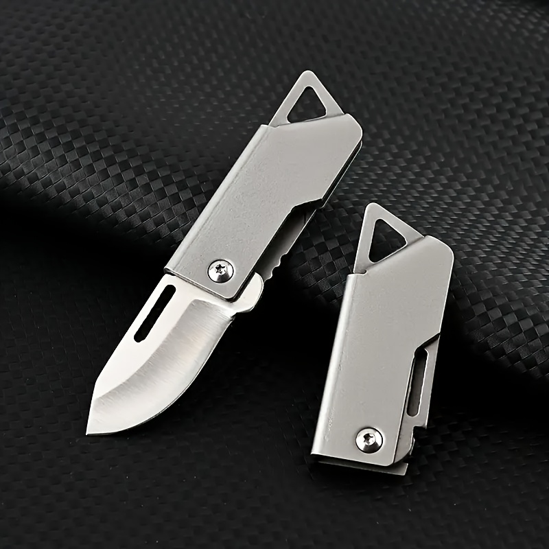 Retractable Multi-Function Knife | Box Cutter | Pocket Folding Knife - D2 Stainless Steel Blade, Compact and Lightweight, Suitable for Office, DIY, Crafts, Outdoor - Flat Edge, Ambidextrous, Keychain 