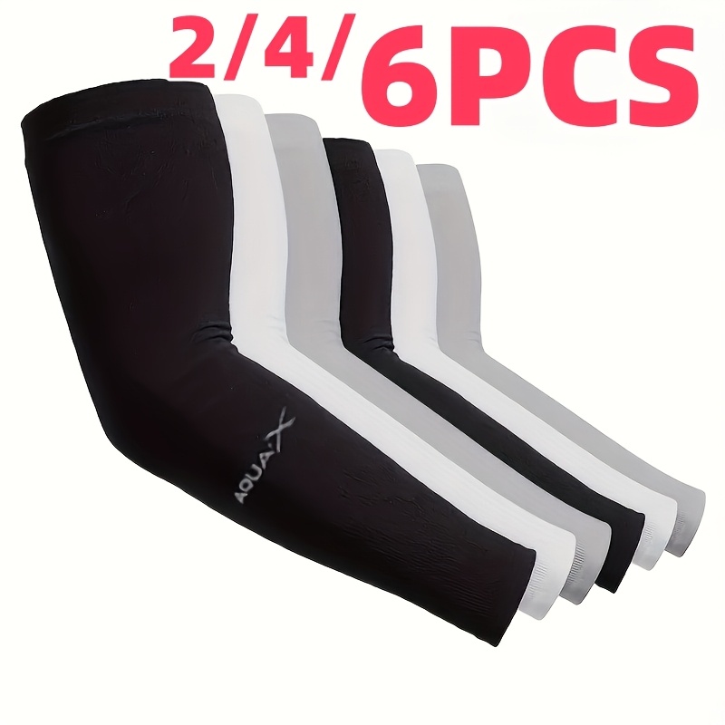 2/4/6pcs Cooling Arm Sleeves, High-Elastic Breathable Polyester Fiber, Suitable for Driving, Golf, Fishing, Cycling, Hiking, And Outdoor Sports - Solid Color, Elastic Fit