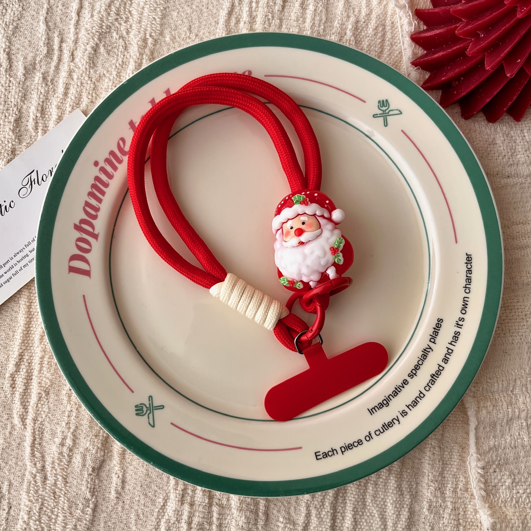 TEMU 1pc Christmas Santa Claus Phone Lanyard Wrist Strap, A Cute Phone Bracelet With A Tie, Phone Accessory Strap, Suitable For Universal Phone Cases