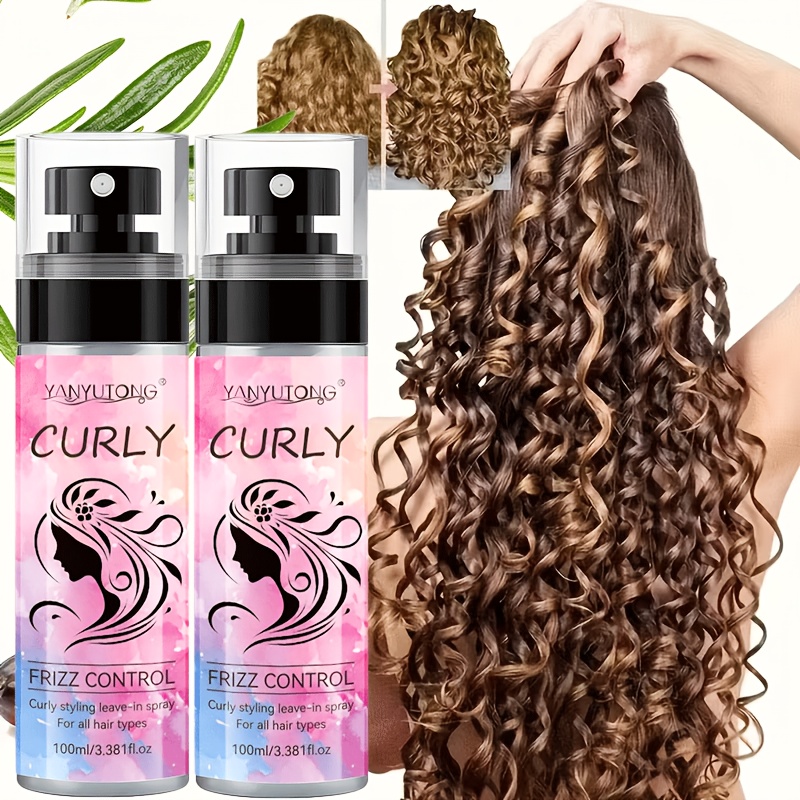 2 Bottle 100ml Styling Spray, Enriched With Nut Oils And Keratin, Quickly Frizz, Adds Bouncy Volume, Provides Long-lasting Style, Suitable For Curly And Wavy Hair