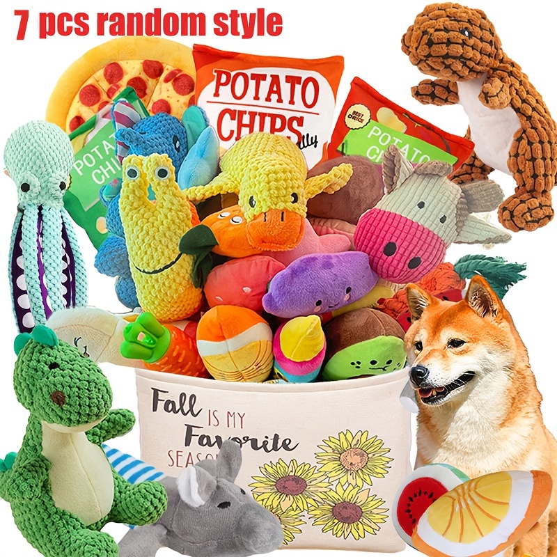 Image of 7pcs Pet Plush Toy Mega Collection, Pet Toy Set, Dog's Toys Inside, Fun And Entertainment, Companionship For Dogs, Suitable For Small Dogs, Pet Toys, Plush Toys, Random Style