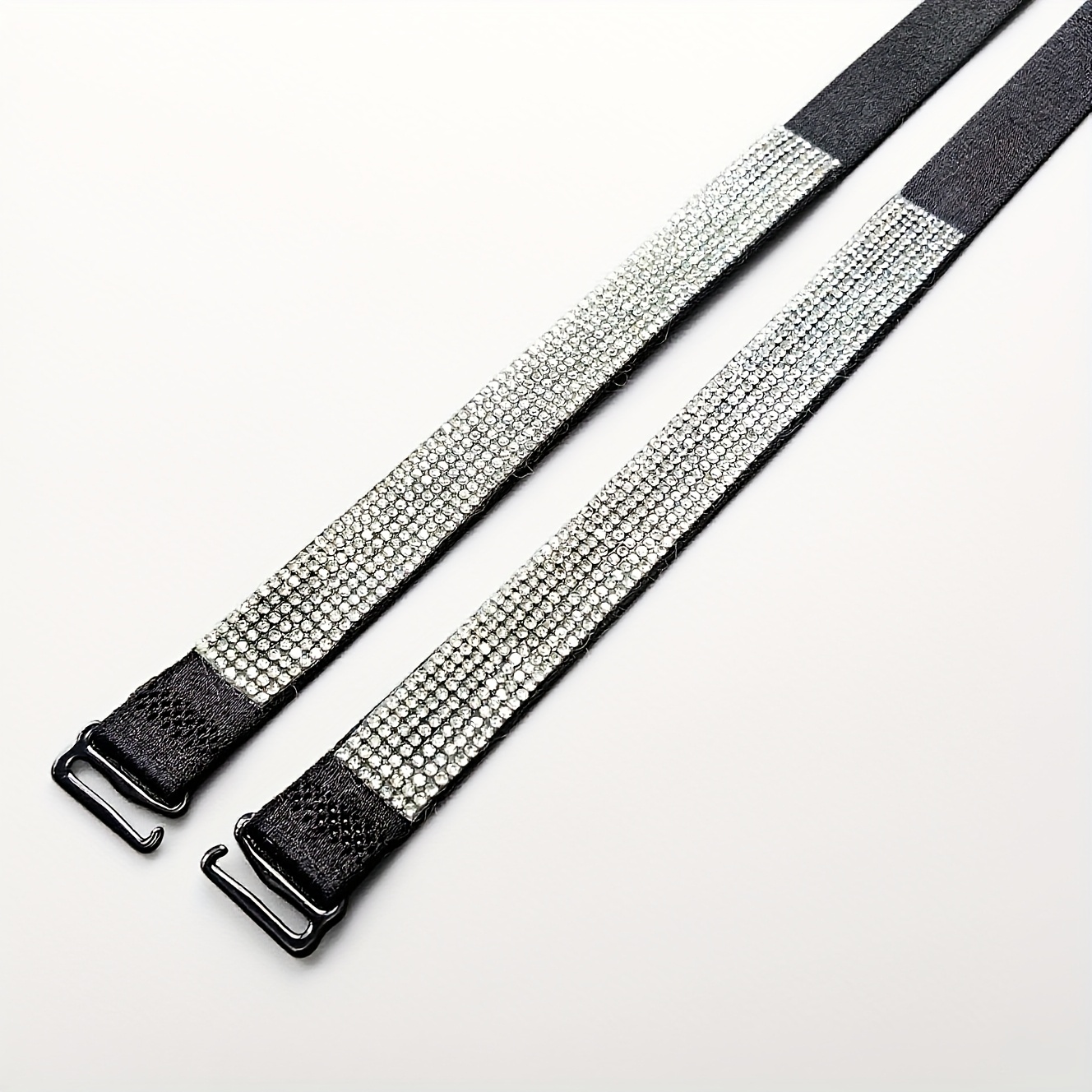 Exquisite Multicolor Rhinestone Elastic Bra Straps - Detachable & Decorative For Women
