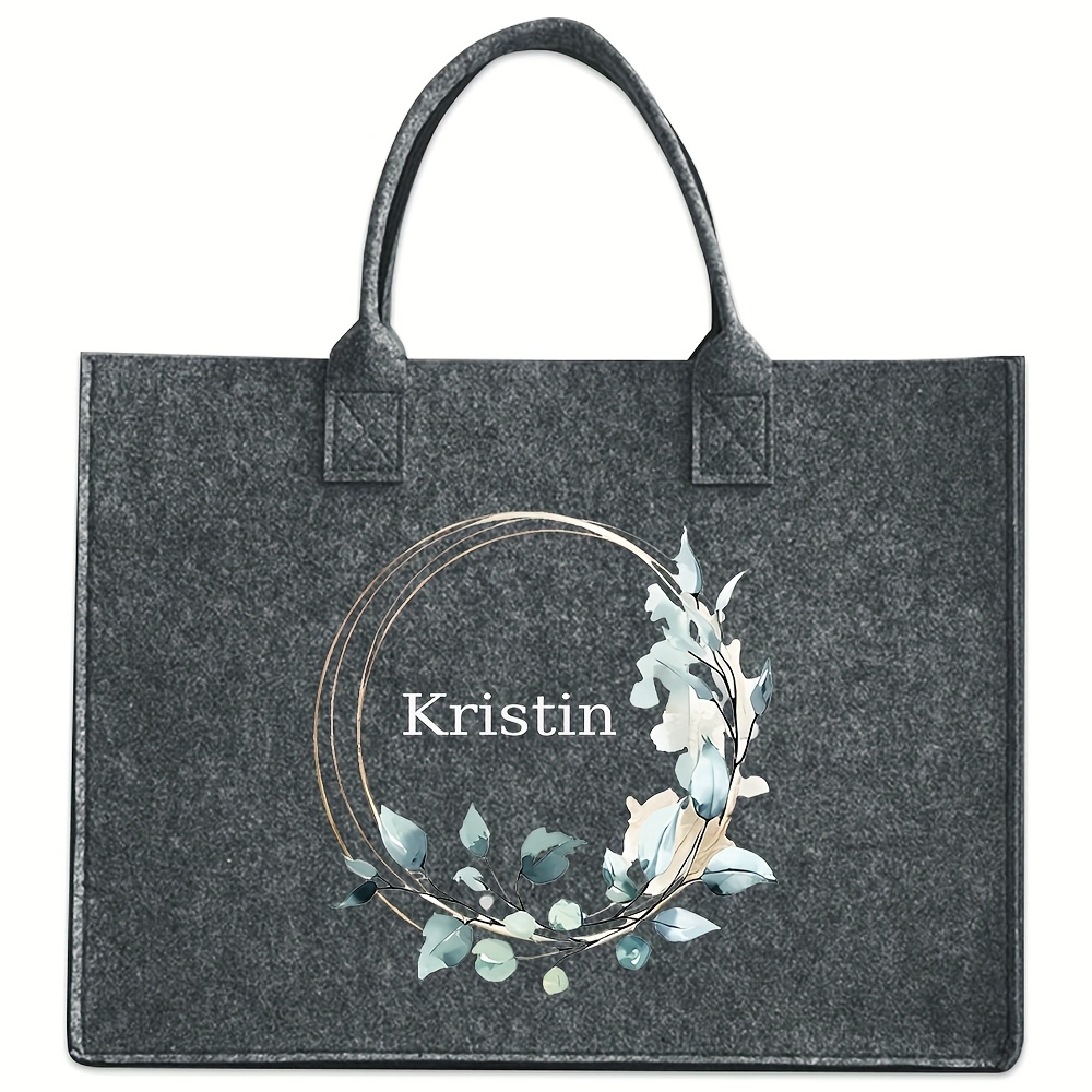 TEMU A Custom Personalized Felt Tote Bag, Featuring Heat Transfer Technology, Suitable For Women, Practical For Work Commutes, Large Capacity, Ideal