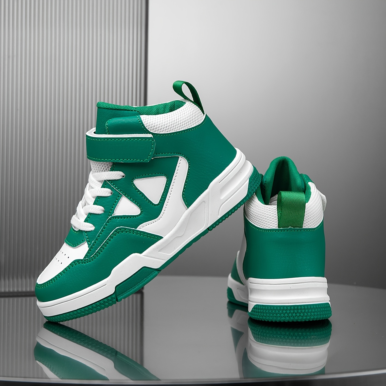 Boys' High-Top Geometric Color-Block Sneakers - Fashionable All... product image 3