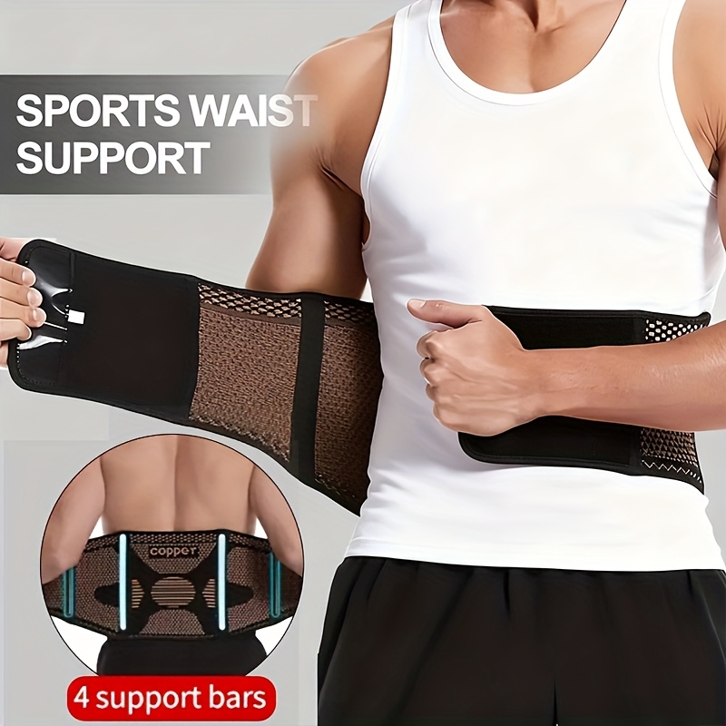 1pc copper waist support belt elastic back brace for lower back support for men and women adjustable compression lumbar support belt breathable sports back support belt suitable for sports and fitness
