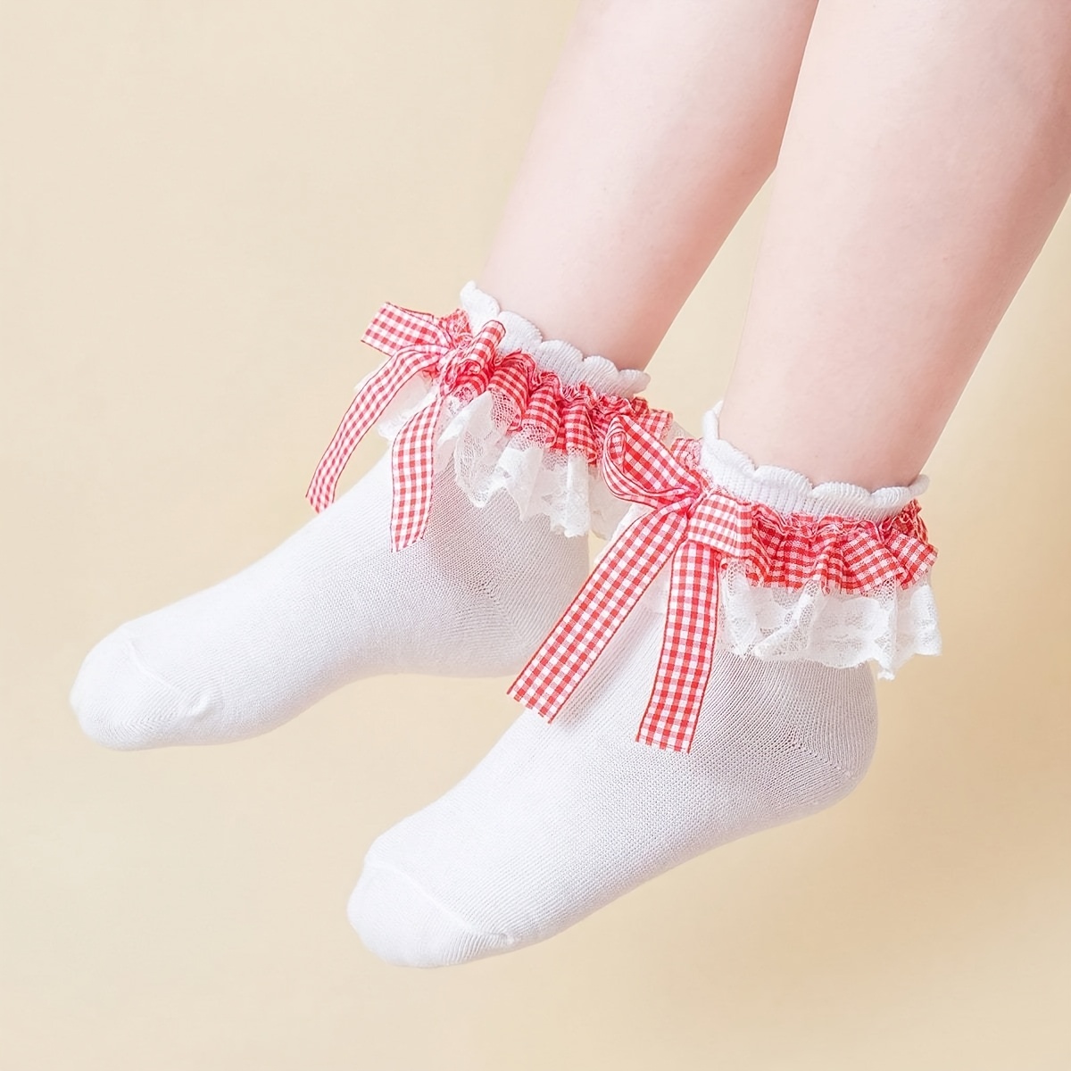 Children's Solid-Color Lace Dance Frilly Princess Socks