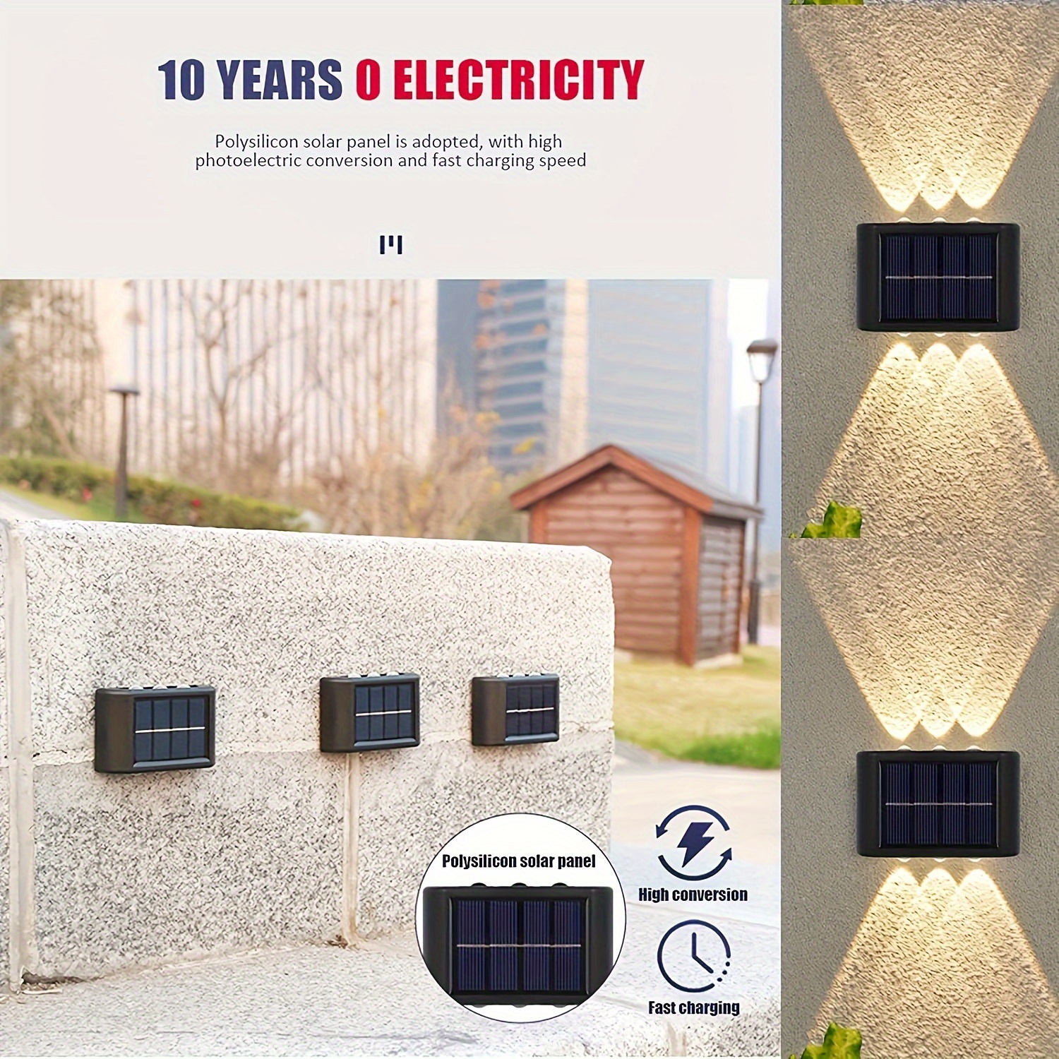 Juego de 2 lámparas de pared con alimentación solar, lámparas de pared de exterior aptas para uso doméstico, pequeñas lámparas externas de estilo nórdico para decoración de iluminación, aptas para hogar, jardín y porche (blanco/blanco cálido)