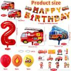 fire truck emergency vehicle balloon set vibrant red with happy birthday banner fire truck cake and cupcake toppers for parties birthday party decorations fire truck theme durable rubber balloons birthday party decorations