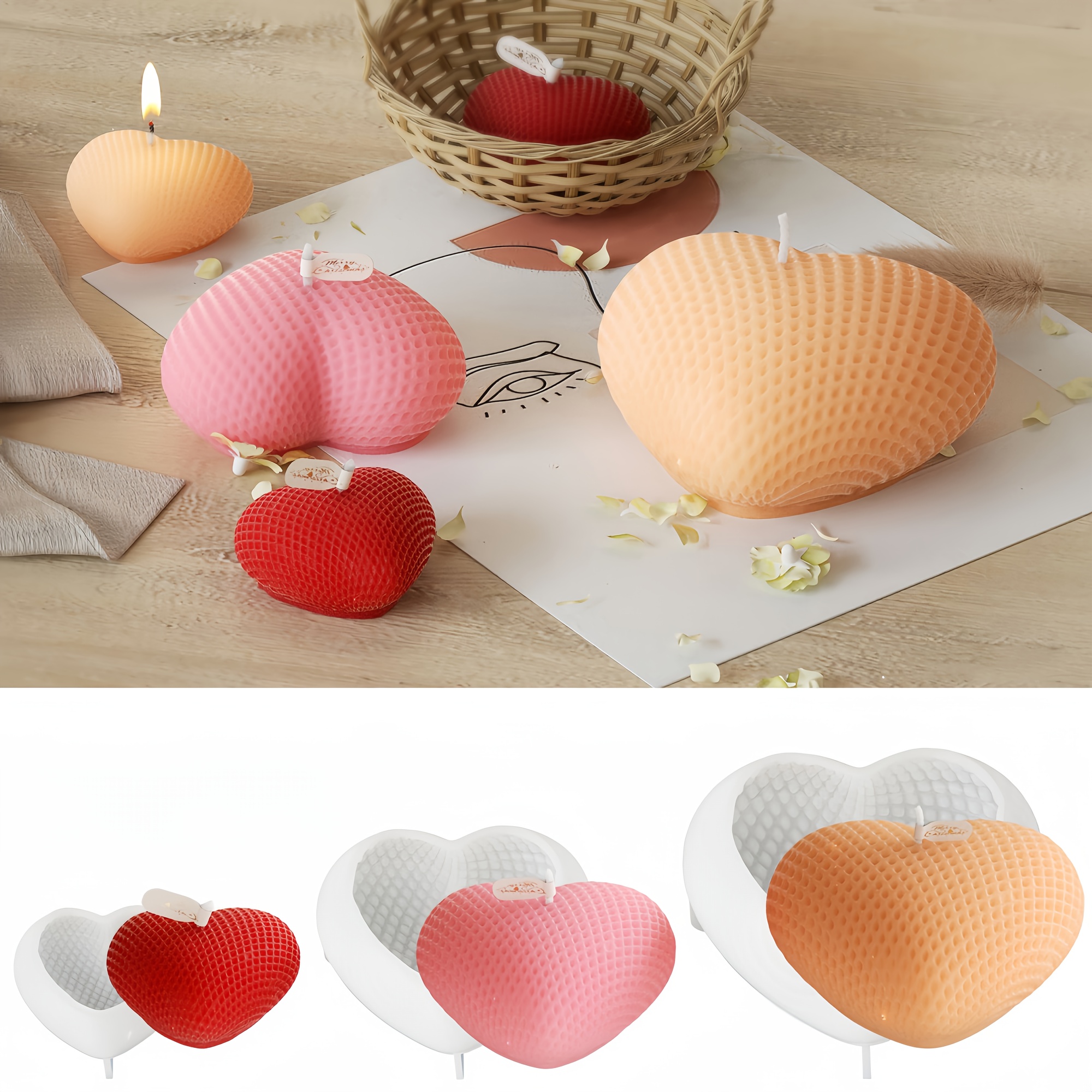 

3pcs Heart Silicone Candle Mould, Moulds For Casting Heart Soap Mould, 3d Love Heart Epoxy Resin Moulds, Diy Heart Shape Candle Moulds, Heart Silicone Mould For Heart Candle ( Size).