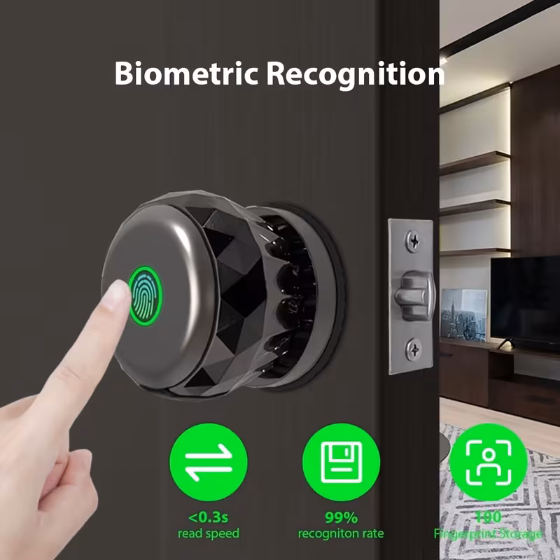 smart fingerprint door lock with app control biometric keyless entry door knob alloy metal for bedroom front door apartment office and hotel Product details 0