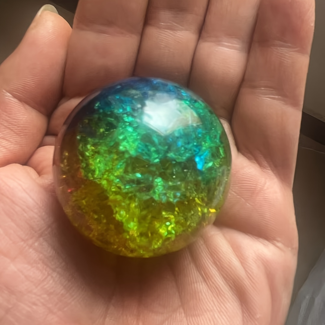 TEMU An Elegant Colored Crackle Glass Ball, Home Decor And A Versatile Gift Ideal For Any Room, Making It An For Halloween, Christmas, Easter, And