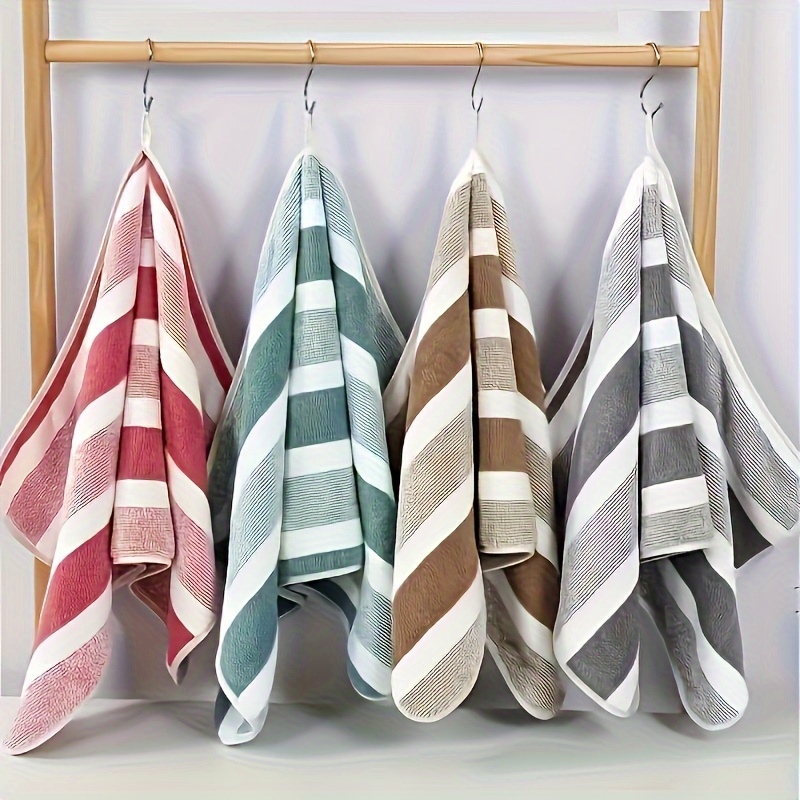 

2-piece Set Quick Dry Beach Towels, Modern Polyester Knit Fabric, Ultra-fine Striped Pattern, Space-themed Lightweight & Absorbent For Gym, Travel & Outdoor - 280 Gsm