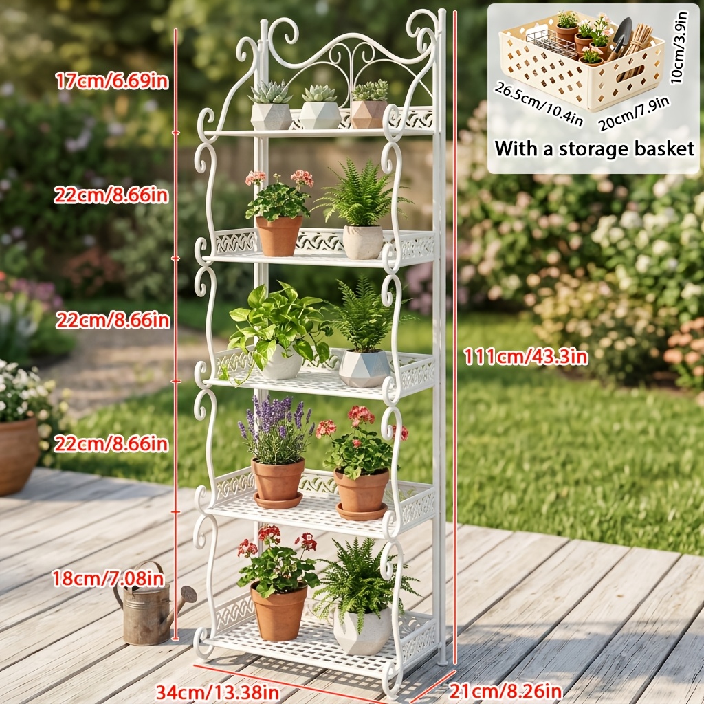 TEMU 1pc Metal Plant Stand, No Installation Multifunctional Rack - Suitable For Kitchen, Living Room, Bathroom, Bedroom Organizing Rack, Plant Stand,