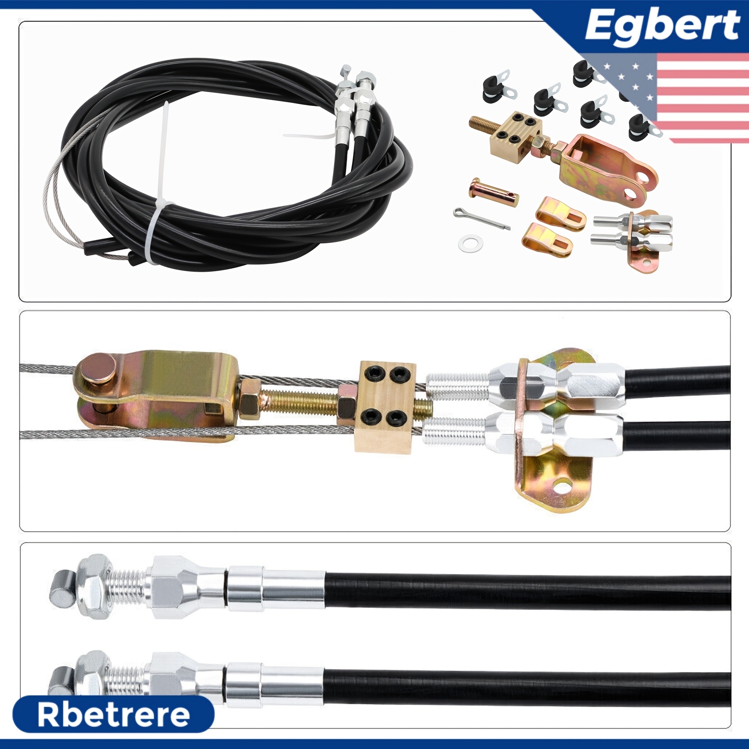 TEMU Rbetrere New 330-9371 Universal Rear Disc/drum Emergency Parking Brake Cable Kit Set, Without Battery