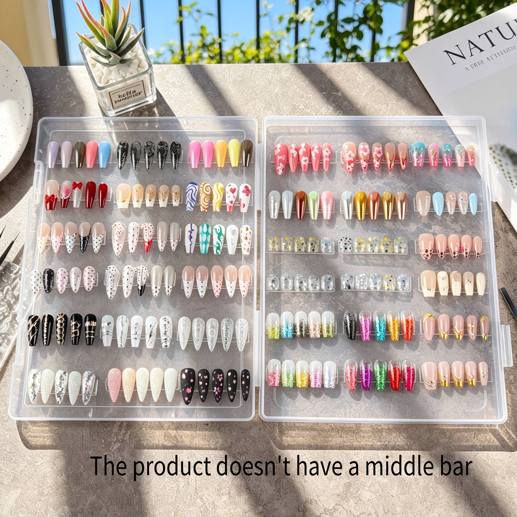 TEMU 1pc Transparent Empty Press On Nail Storage Box With Buckle Nail Art Organizer Container Clear Boxes Case Nail Art Jewelry Beads Gems Storage