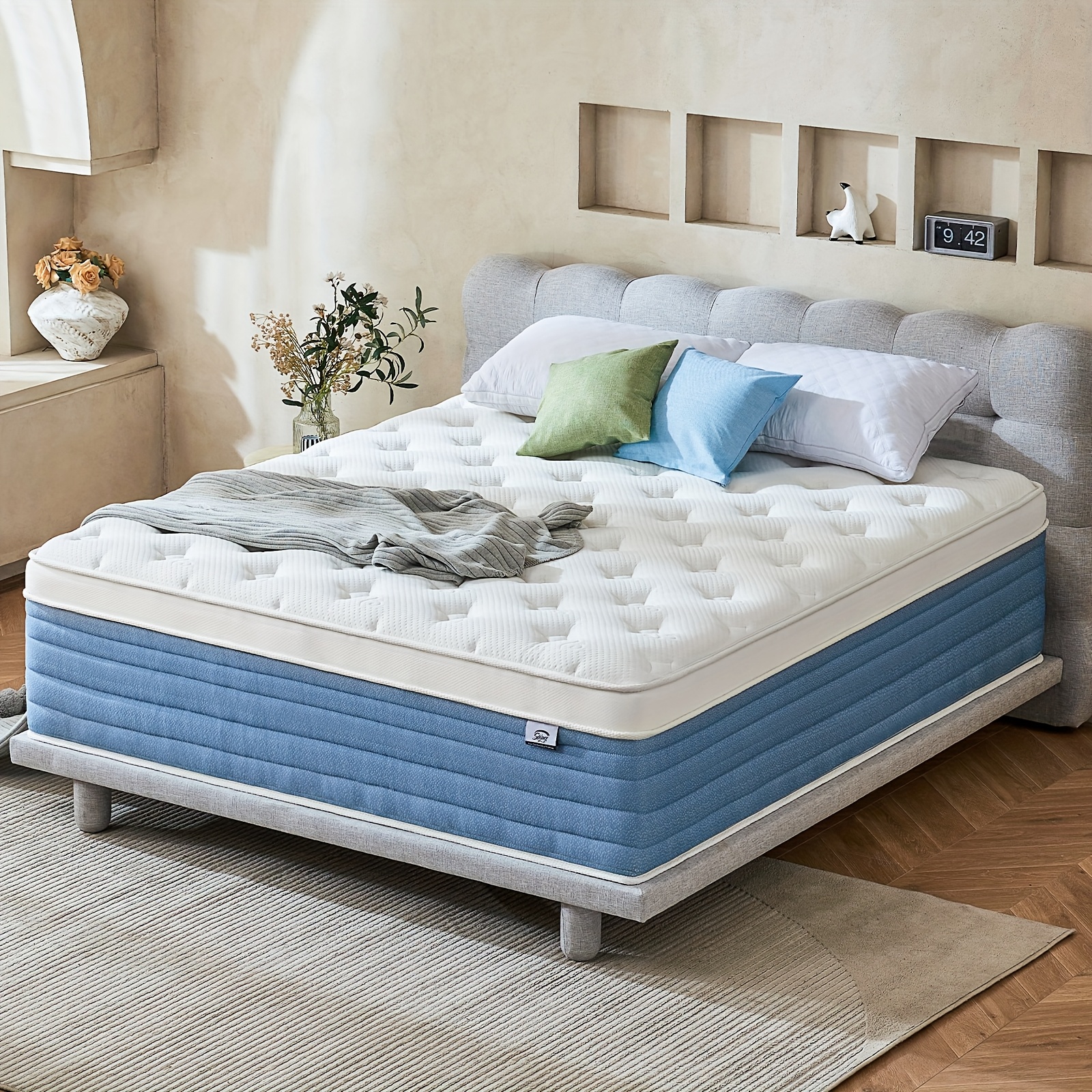 TEMU 12 Inch Queen Size Mattress, Hybrid Queen Mattress With Memory Foam-medium For Motion Isolation, , Pressure Relief - Bed In A Box,