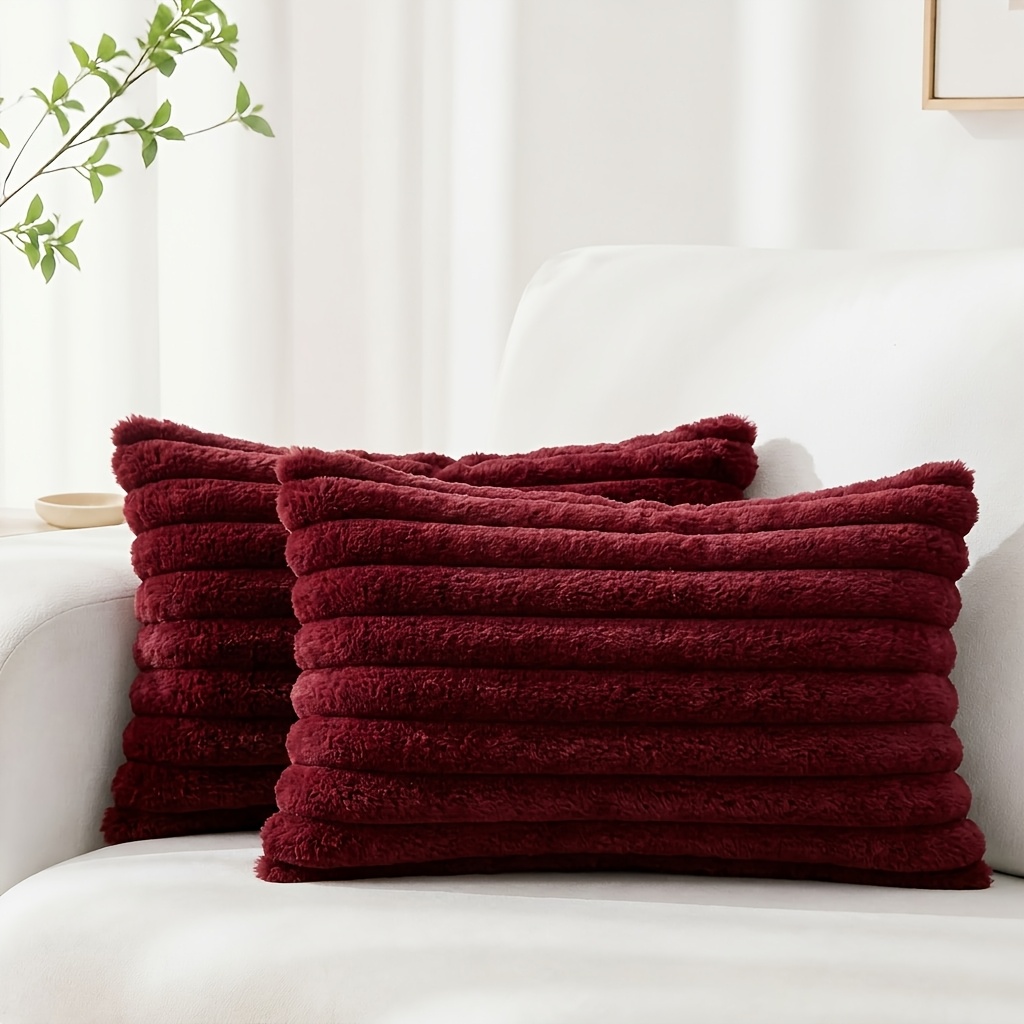 TEMU 2pcs Throw Pillow Covers, Luxury Soft Fluffy Striped Modern Decorative Cushion Covers, Boho Farmhouse Sofa Couch Living Room Decor, 12x20 16x16