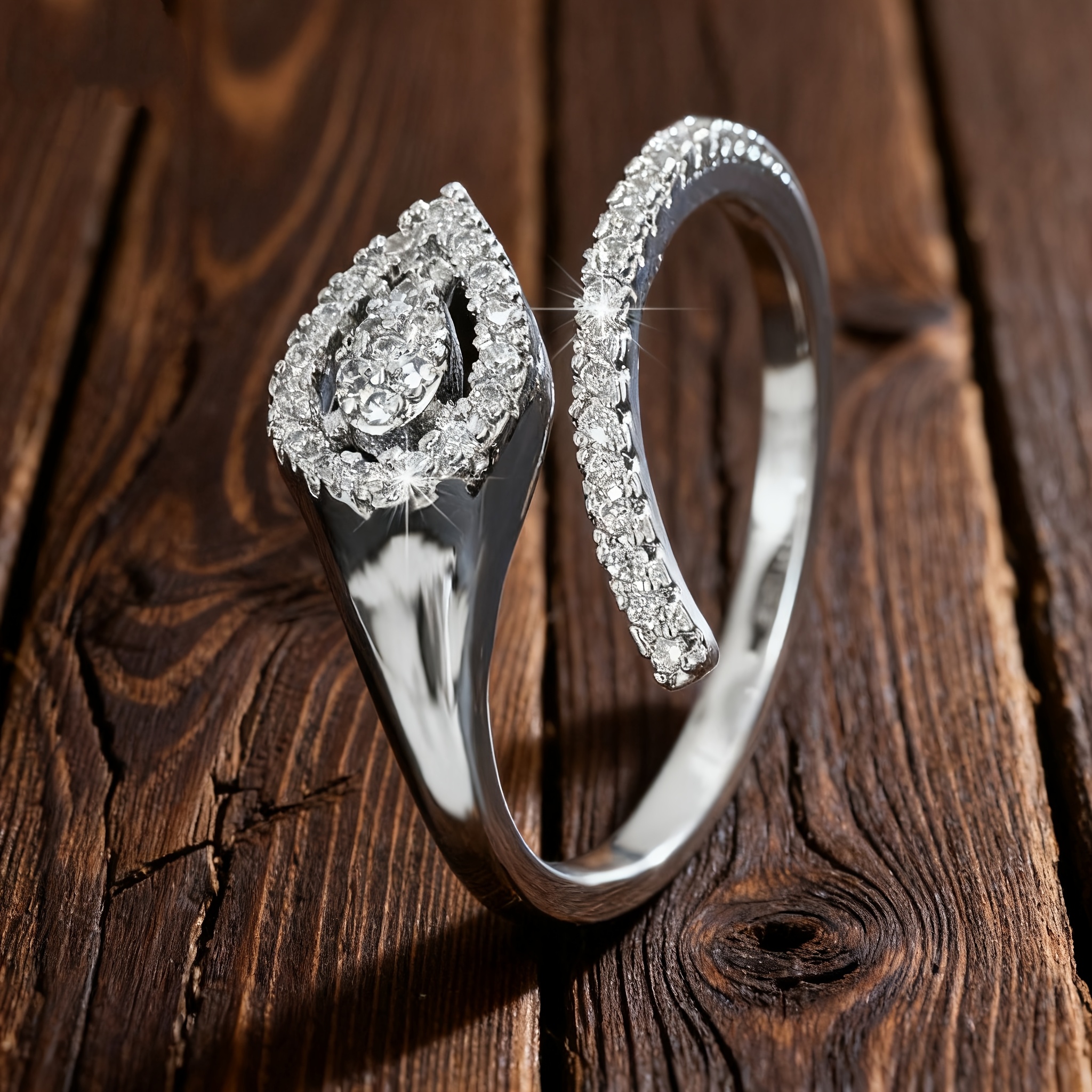 Geometric Open Bangle & Ring Set, Sophisticated Design